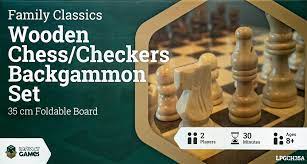 Wooden Folding Chess/Checkers/Backgammon Set 35cm